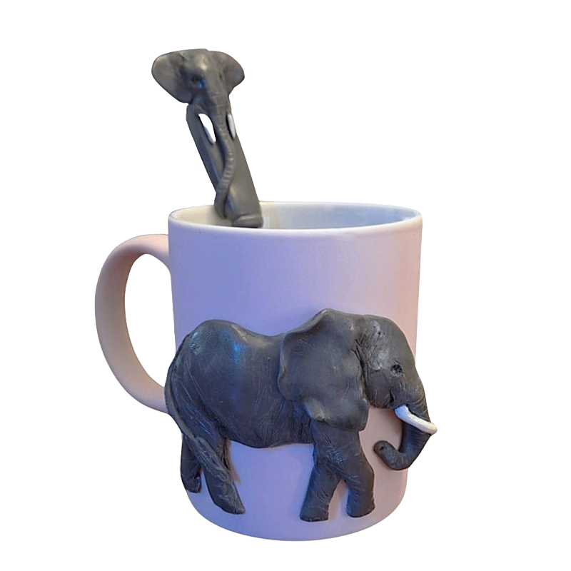 Elephant mug with spoon